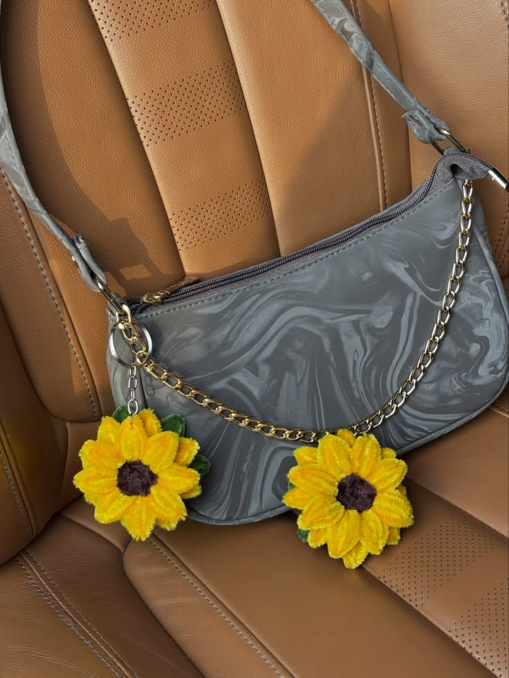 Handmade Pipe Cleaner Sunflower Keychain