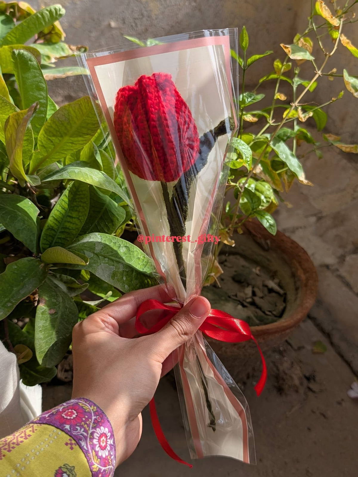 Handmade Crochet Single Stem 5 Flower Collection – Custom Mix & Match Knitted Tulips, Roses & Lavender Gift Stems