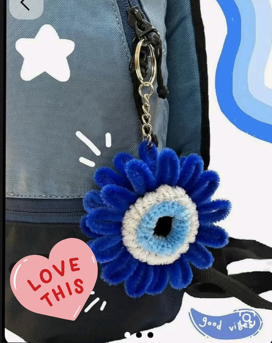 Handmade Eye Flower Pipe Cleaner Keychain / Bag Charm