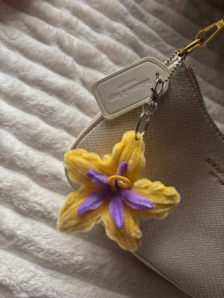 Handmade Royal Blue Pipe Cleaner Flower Keychain / Bag Charm