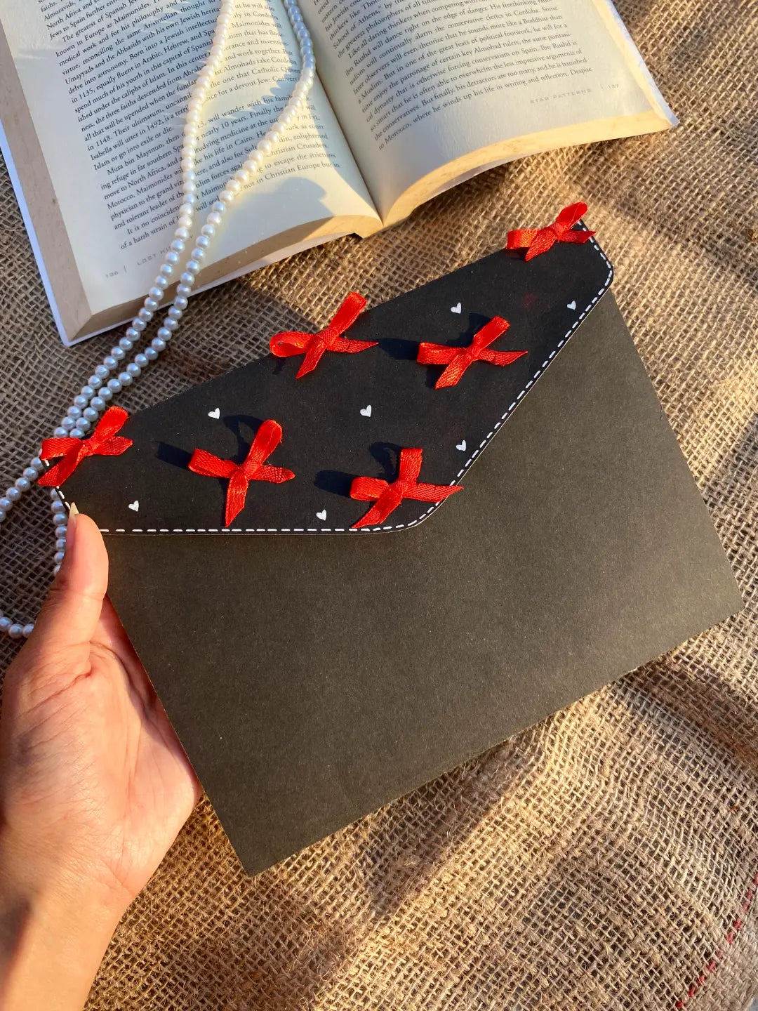 Customized Coquette Birthday Photo Card / Handmade Ribbon Envelope Gift Board