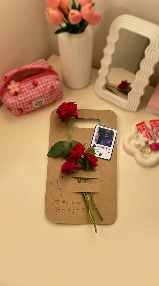 Customized Kraft Flower Greeting Card / Personalized Spotify Code Music Gift