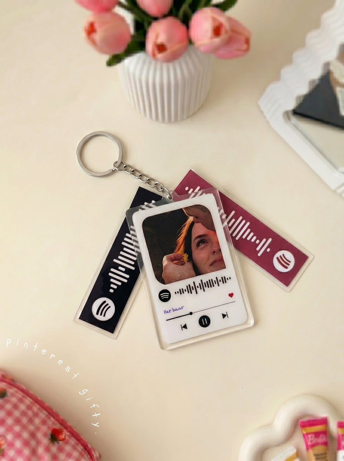 Customised Spotify Music Keychain Set (2 Player Cards + 1 Lyrics Card)