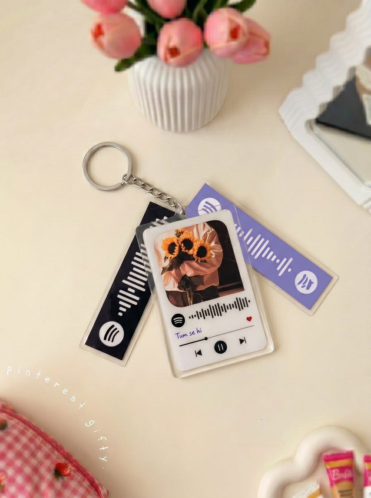 Customised Spotify Music Keychain Set (2 Player Cards + 1 Lyrics Card)