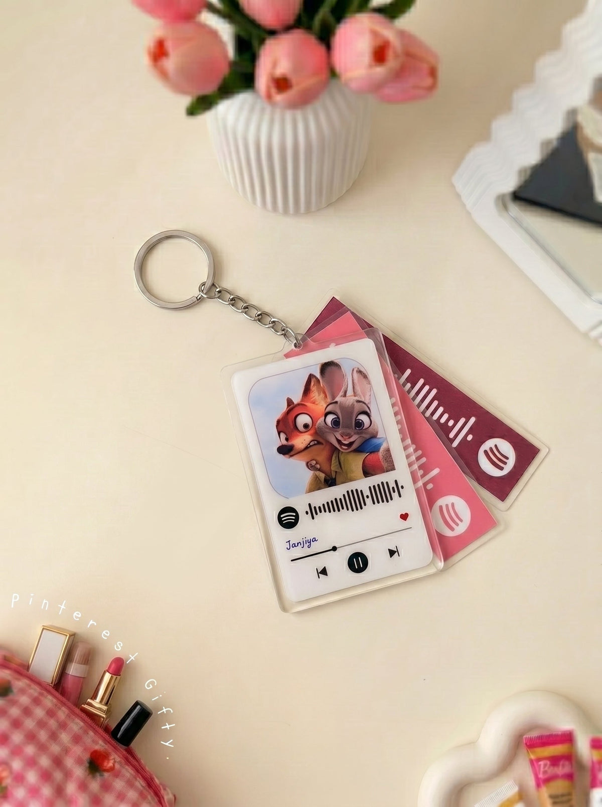 Customised Spotify Music Keychain Set (2 Player Cards + 1 Lyrics Card)