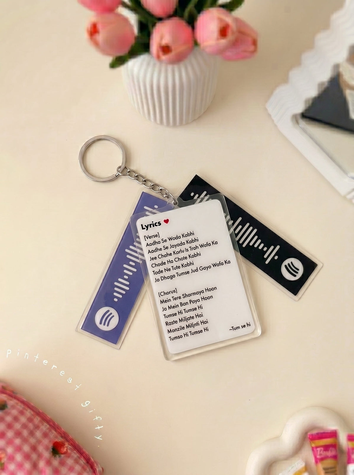 Customised Spotify Music Keychain Set (2 Player Cards + 1 Lyrics Card)