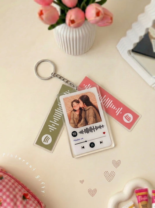 Customised Spotify Music Keychain Set (2 Player Cards + 1 Lyrics Card)