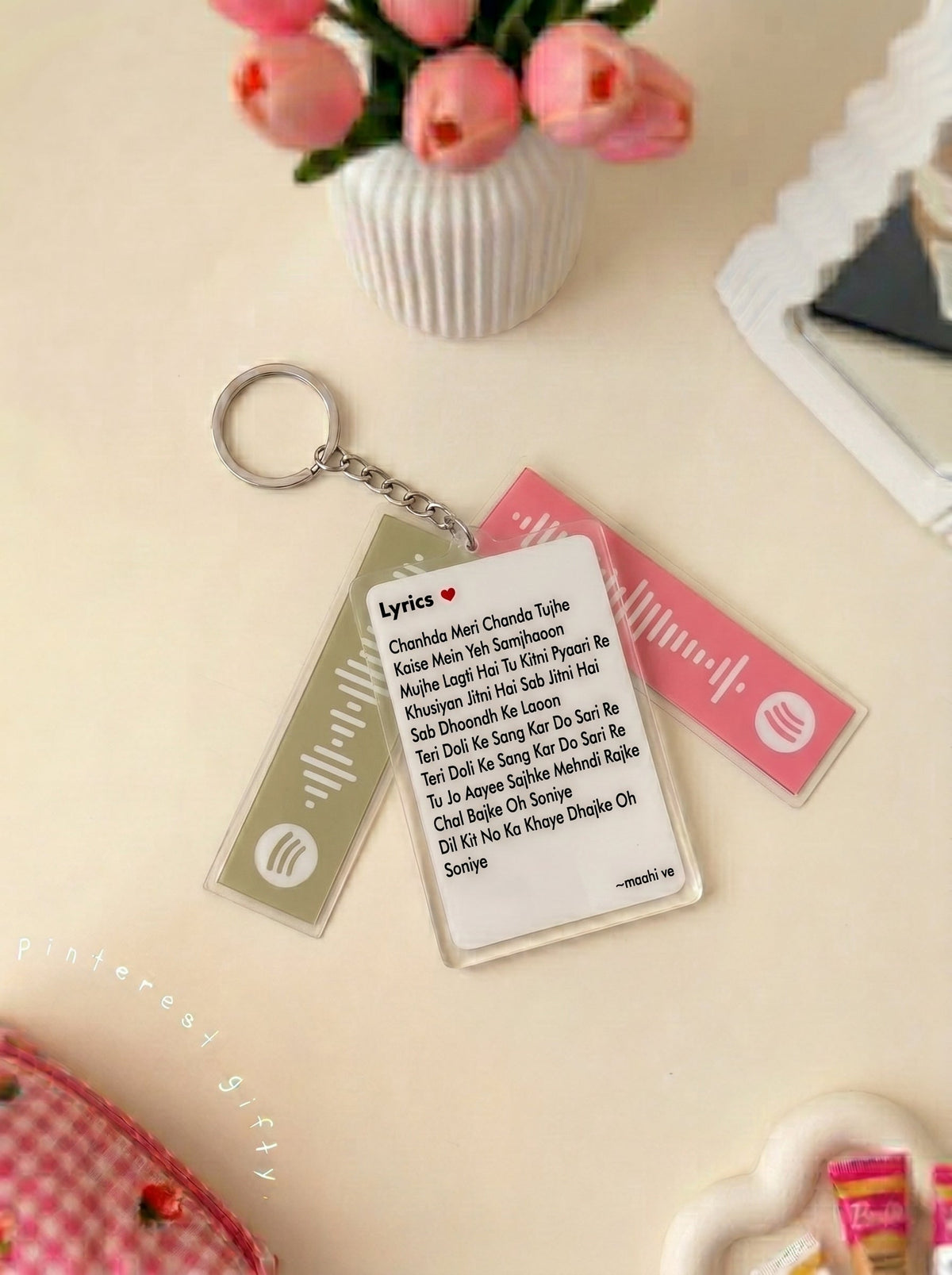 Customised Spotify Music Keychain Set (2 Player Cards + 1 Lyrics Card)