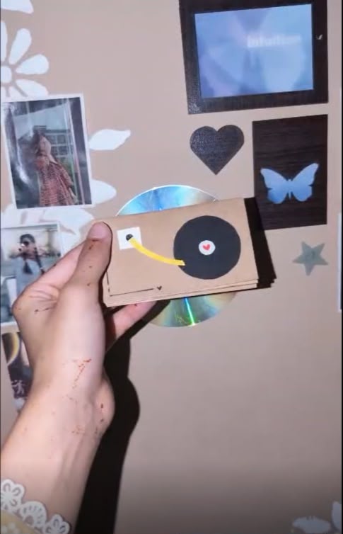 Customized Handmade Retro Vinyl Record Card / Folding Accordion Letter Set