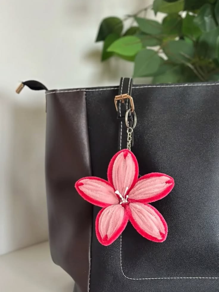 Handmade Royal Blue Pipe Cleaner Flower Keychain / Bag Charm