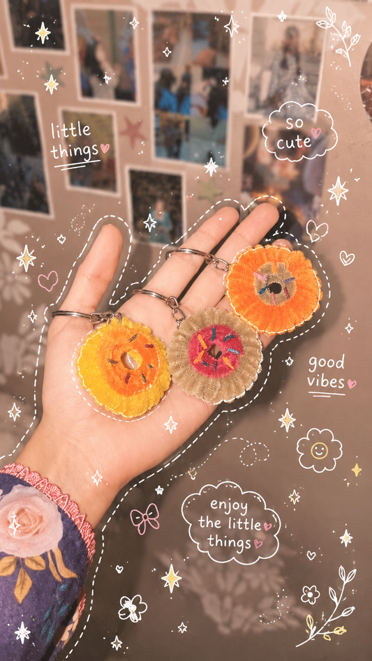 Handmade Pipe Cleaner Donut Keychain  / Bag Charm
